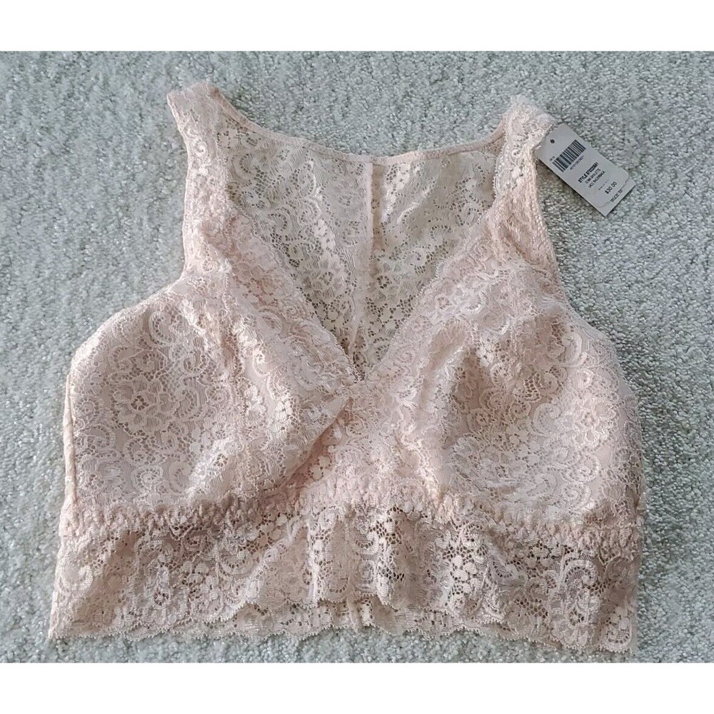 Soma Med Lacy Pink Lined Racerback Removeable Pads Stretchy Pullover Bralette